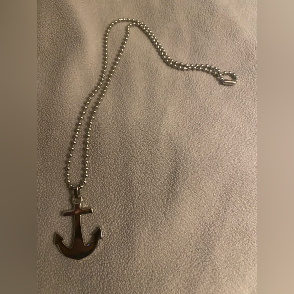 Stainless anchor necklace great condition.